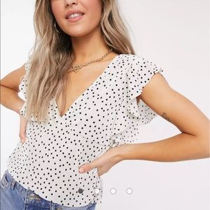 Pull&Bear pleated top in polka dot